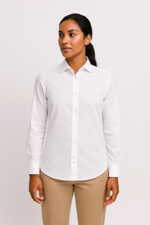 Camisa blanca mujer cuello italiano
