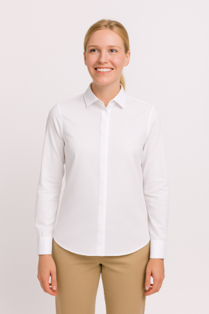 Camisa mujer blanca con botonadura oculta